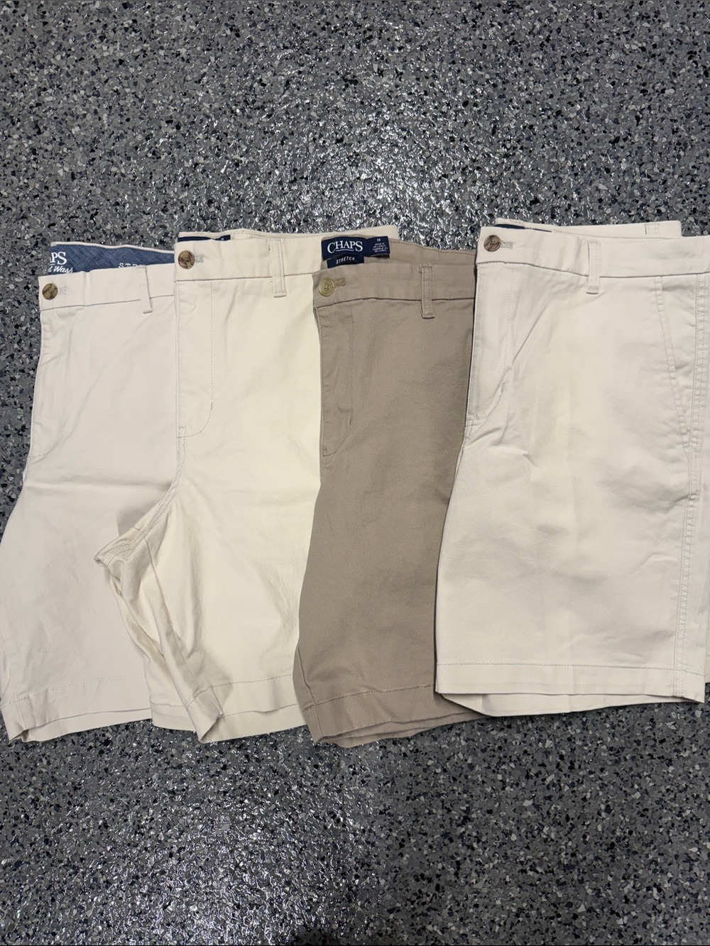 Chaps Men's Cream & Tan Flat-Front Cotton Shorts Bundle
